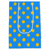 Sac Cadeau Moyen Yellow On Blue Polka Dots Pattern Design (Dos)