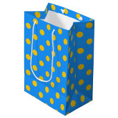 Sac Cadeau Moyen Yellow On Blue Polka Dots Pattern Design