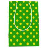 Sac Cadeau Moyen Yellow On Green Polka Dots Pattern Design  (Devant)