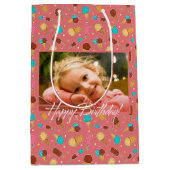 Sac Cadeau Moyen Yummy Ice Cream Photo | Rose foncé (Devant)