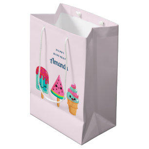 Sac Cadeau Moyen Yummy Ice Cream Trio Vibe été Anniversaire