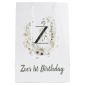 Sac Cadeau Moyen Z initial avec fleur de couleur douce (Dos)