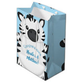 Sac Cadeau Moyen Zebra Baby shower Safari Blue Boy (Devant Angle)