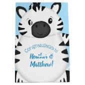 Sac Cadeau Moyen Zebra Baby shower Safari Blue Boy (Dos)