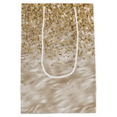 Sac Cadeau Moyen Zebra Print Faux Gold Parties scintillant (Dos)