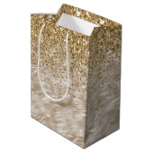 Sac Cadeau Moyen Zebra Print Faux Gold Parties scintillant (Dos Angle)