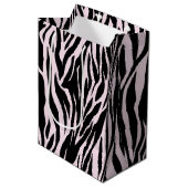 Sac Cadeau Moyen Zebra Stripes Sur Pastel Pink (Devant Angle)
