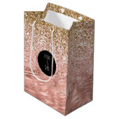 Sac Cadeau Moyen Zèbre rose chic Imprimer Glitz (Devant Angle)