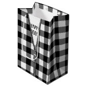 Sac Cadeau Moyen Zipper 100e Anniversaire Sur Buffalo Plaid (Devant Angle)