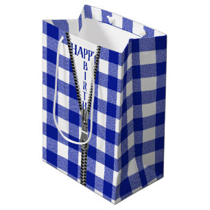 Sac Cadeau Moyen Zipper Anniversaire Sur Buffalo Plaid