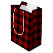 Sac Cadeau Moyen Zipper Anniversaire Sur Buffalo Plaid (Dos Angle)