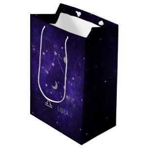 Sac Cadeau Moyen Zodiac Purple Libra   Horoscope d'astrologie cosmi