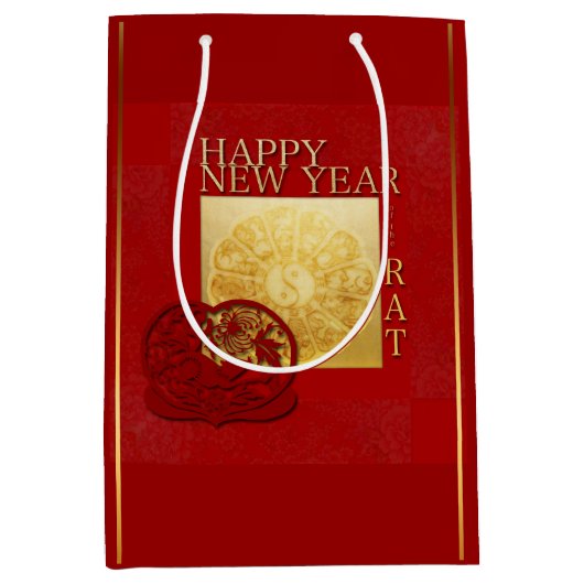Sac Cadeau Moyen Zodiac signes Yin Yang Chinese Rat Year 2020 MGB (Devant)