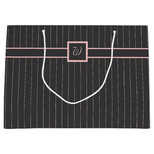 Sac cadeau noir avec rayures roses (Devant)