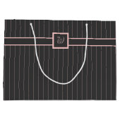 Sac cadeau noir avec rayures roses (Dos)