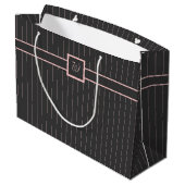 Sac cadeau noir avec rayures roses (Dos Angle)
