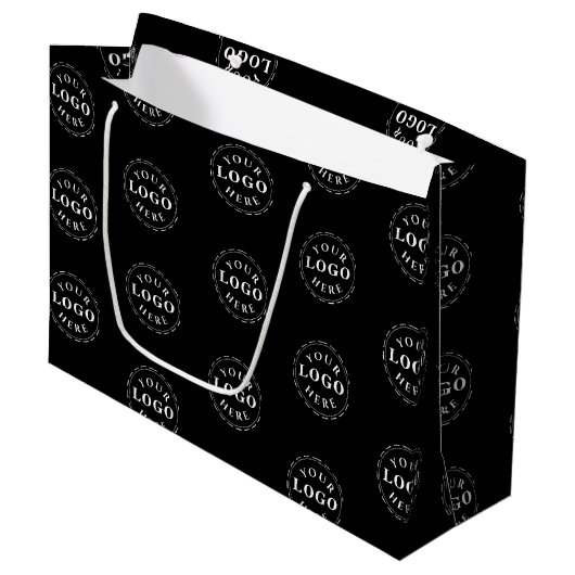 Sac cadeau noir classique grand format avec logo p (Devant Angle)