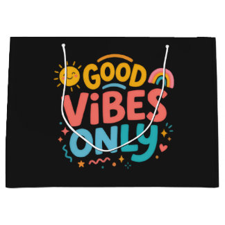 Sac cadeau noir coloré Good Vibes Only 