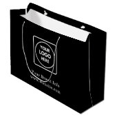 Sac Cadeau Noir | Grand Sac avec Logo d'Entreprise (Devant Angle)