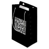 Sac cadeau noir personnalisé avec code QR marqué (Devant Angle)