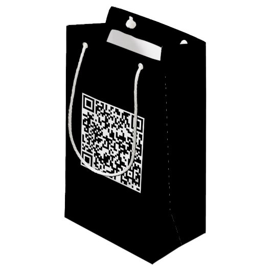 Sac Cadeau Noir Personnalisé avec Code QR Marque (Devant Angle)