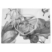 Sac Cadeau Nom DIY Grand Script Blanc, Encre Noire & Blanche (Devant)