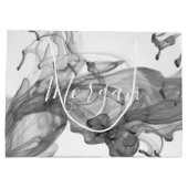 Sac Cadeau Nom DIY Grand Script Blanc, Encre Noire & Blanche (Dos)