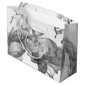 Sac Cadeau Nom DIY Grand Script Blanc, Encre Noire & Blanche (Dos Angle)