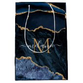 Sac Cadeau Or Bleu Marine Personnalisé à Votre Des (Devant)