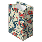 Sac cadeau Oriental Rouge & Bleu Floral Peacock (Devant Angle)