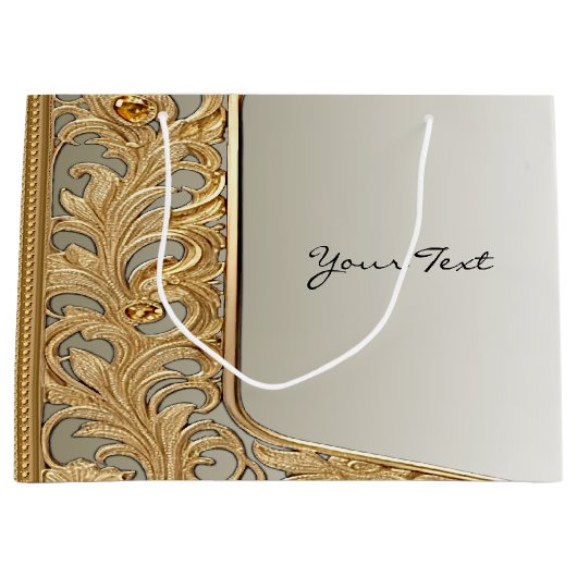 Sac Cadeau Orné Moderne Doré (Devant)