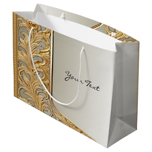 Sac Cadeau Orné Moderne Doré (Dos Angle)