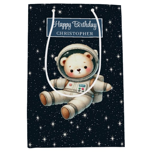 Sac cadeau Ours de l'espace mou pour la fête d'ann (Devant)