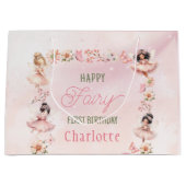Sac Cadeau Pailleté Rose Fairy First (Devant)