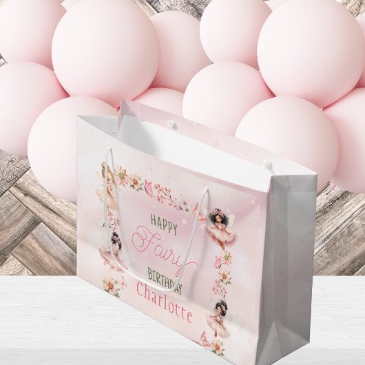 Sac Cadeau Pailleté Rose Fée
