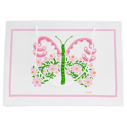 Sac cadeau Papillon rose de printemps (Devant)