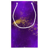 Sac cadeau Parties scintillant or et violet Galaxy (Dos)