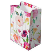Sac cadeau Peonies d'aquarelle rose et violet (Devant Angle)