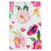 Sac cadeau Peonies d'aquarelle rose et violet (Devant)