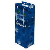 Sac cadeau Père Noël bleu Sleigh et Reindeer (Devant Angle)