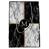 Sac Cadeau Personnalisé avec Lettre en Marbre Noir (Devant)