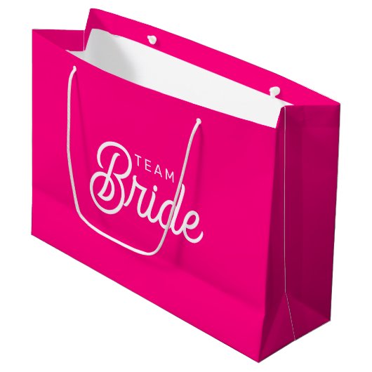 Sac cadeau personnalisé de la mariée d'équipe rose (Devant Angle)