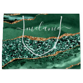 Sac Cadeau Personnalisé en Marbre Doré Vert Émerau (Devant)