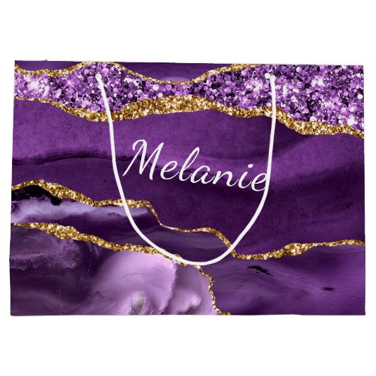 Sac Cadeau Personnalisé en Marbre Or Pourpre (Dos)