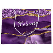 Sac Cadeau Personnalisé en Marbre Or Violet (Devant)