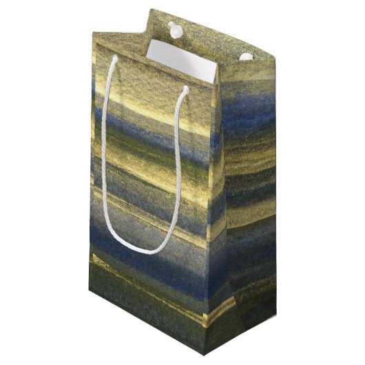 Sac cadeau personnalisé Gold Blue Lines - Petit, b (Devant Angle)