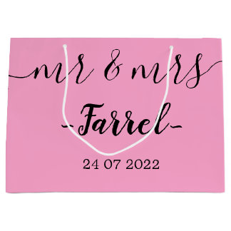 Sac cadeau personnalisé Mr & Mrs Wedding Day