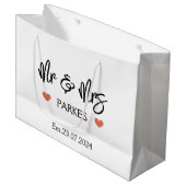 Sac cadeau personnalisé Mr & Mrs Wedding Day, Mari (Devant Angle)