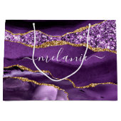 Sac Cadeau Personnalisé Paillettes Or Violet Agate (Devant)