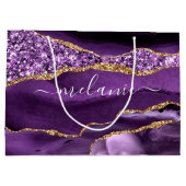 Sac Cadeau Personnalisé Paillettes Or Violet Agate (Dos)